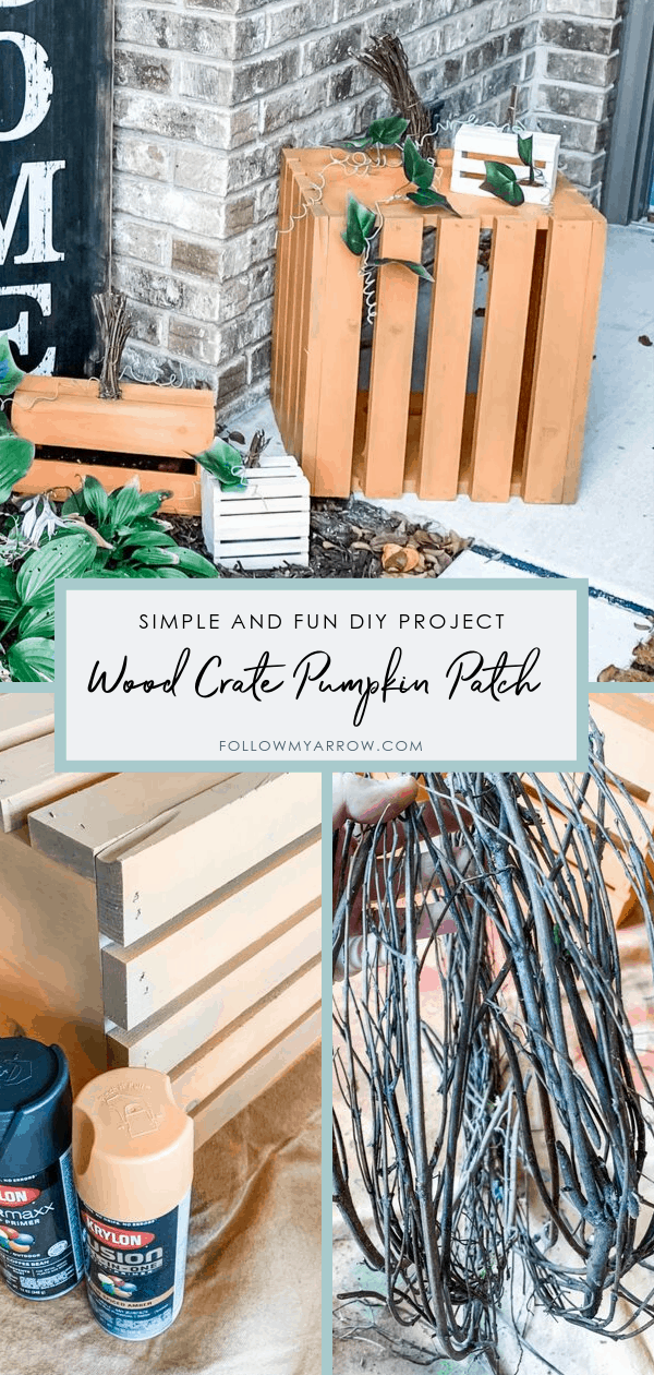 DIY Wood Crate Pumpkin Patch Outdoor Decor